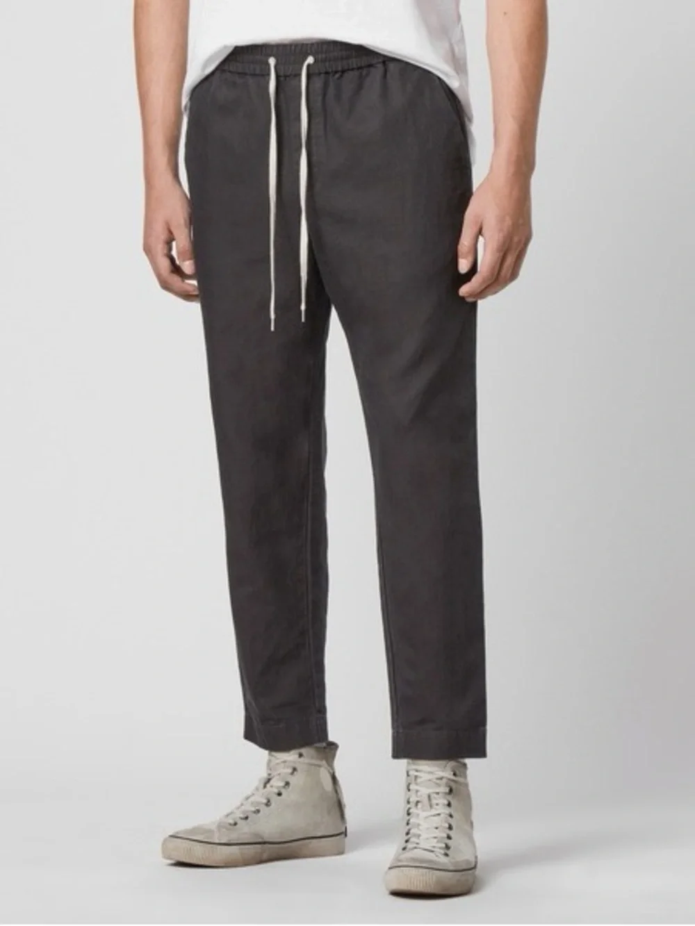 AllSaints Luckett Slim Fit Drawstring charcoal gray Trouser pants
